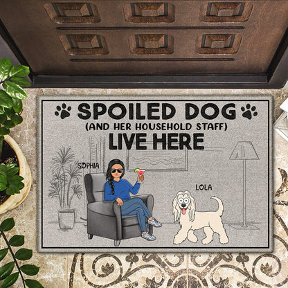 Spoiled Dogs And Their Household Staff Live Here - Gift For Dog Lovers, Couples - Personalized Doormat