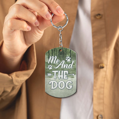 Keys To The Camper Walking Dog Cat - Anniversary, Loving Gifts For Couples, Camping Lovers - Personalized Aluminum Keychain