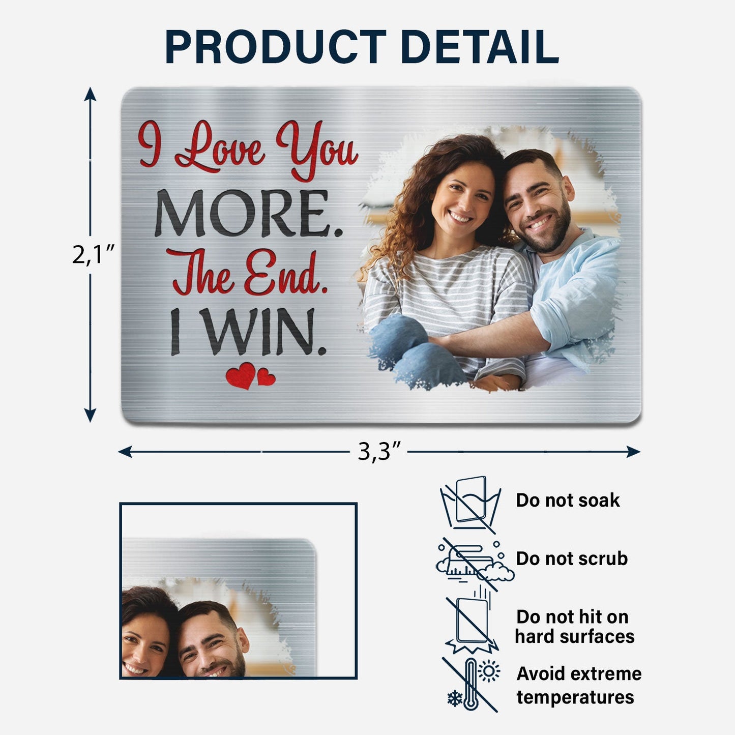 Custom Photo I Love You More - Gift For Couples, Husband, Wife - Personalized Aluminum Wallet Card