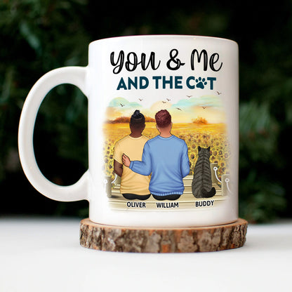 You & Me And The Cats - Gift For Couples, Cat Lovers, Cat Mom, Cat Dad - Personalized Mug