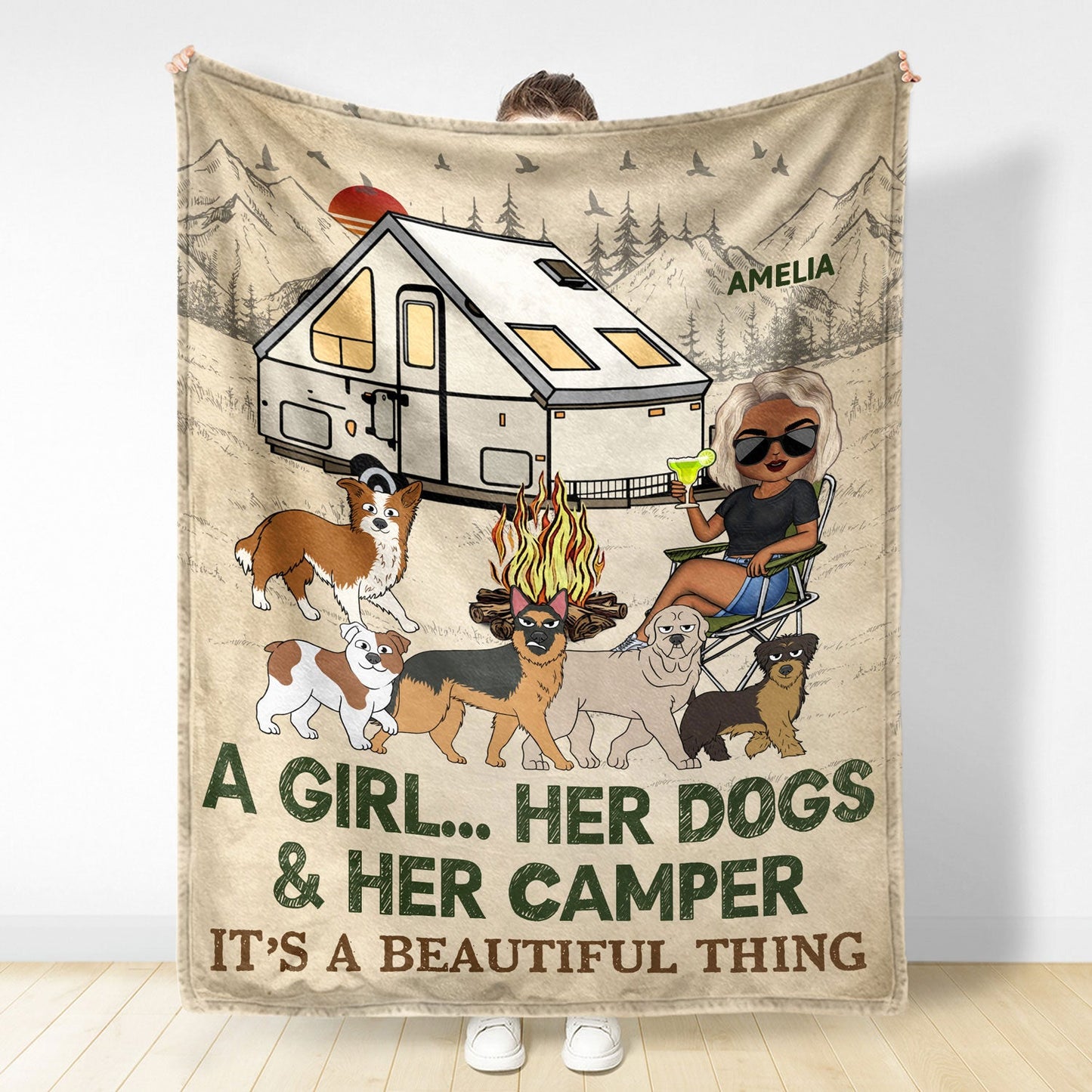It's A Beautiful Thing Walking Dog - Camping Gift For Dog Lovers, Dog Mom, Dog Dad - Personalized Fleece Blanket, Sherpa Blanket