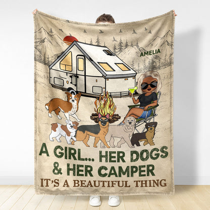It's A Beautiful Thing Walking Dog - Camping Gift For Dog Lovers, Dog Mom, Dog Dad - Personalized Fleece Blanket, Sherpa Blanket