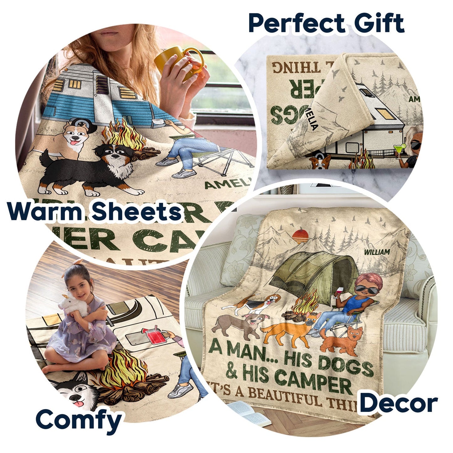 It's A Beautiful Thing Walking Dog - Camping Gift For Dog Lovers, Dog Mom, Dog Dad - Personalized Fleece Blanket, Sherpa Blanket