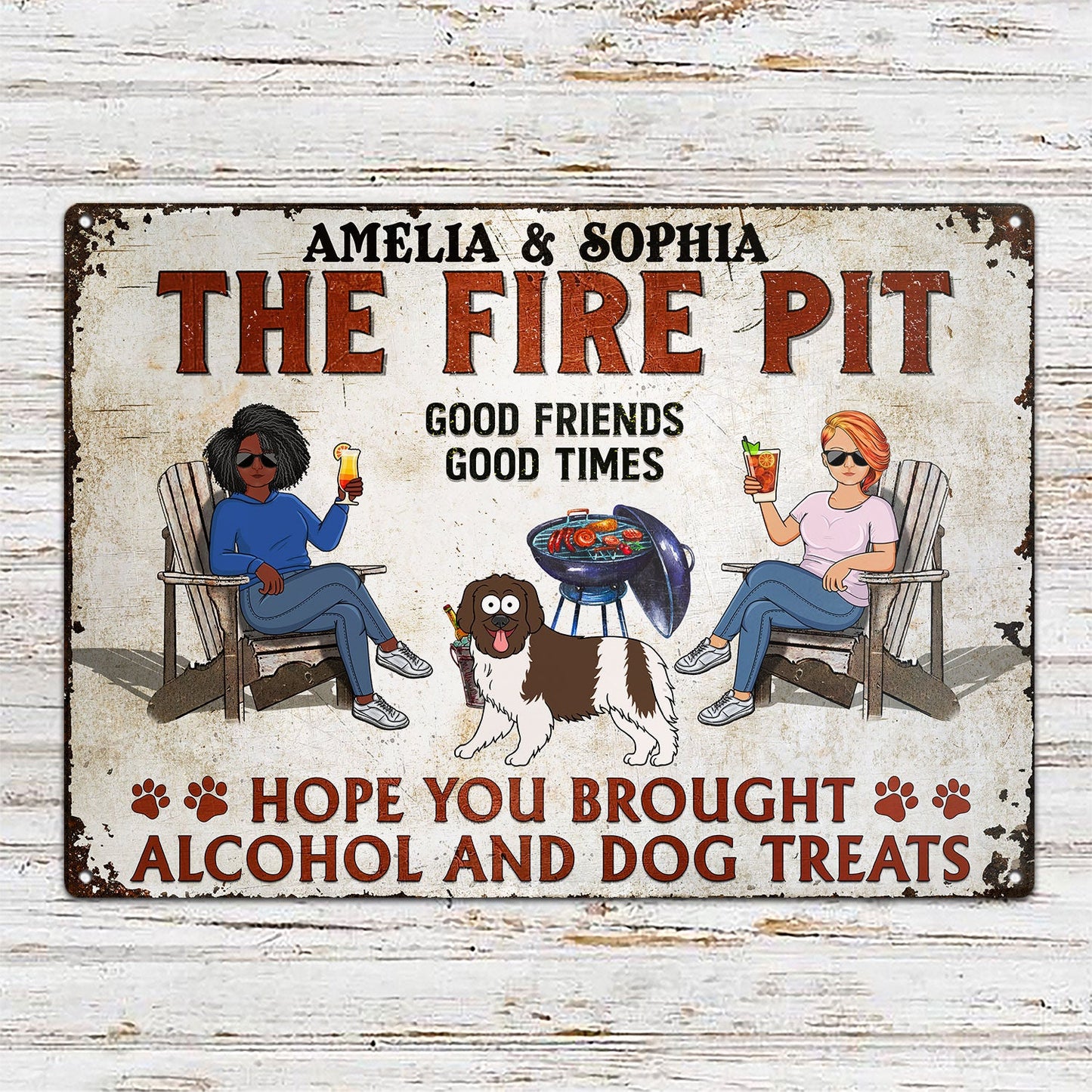 Hope You Brought Alcohol And Dog Treats Walking Dog - Backyard Sign, Gift For Couples, Dog Lovers - Personalized Classic Metal Signs