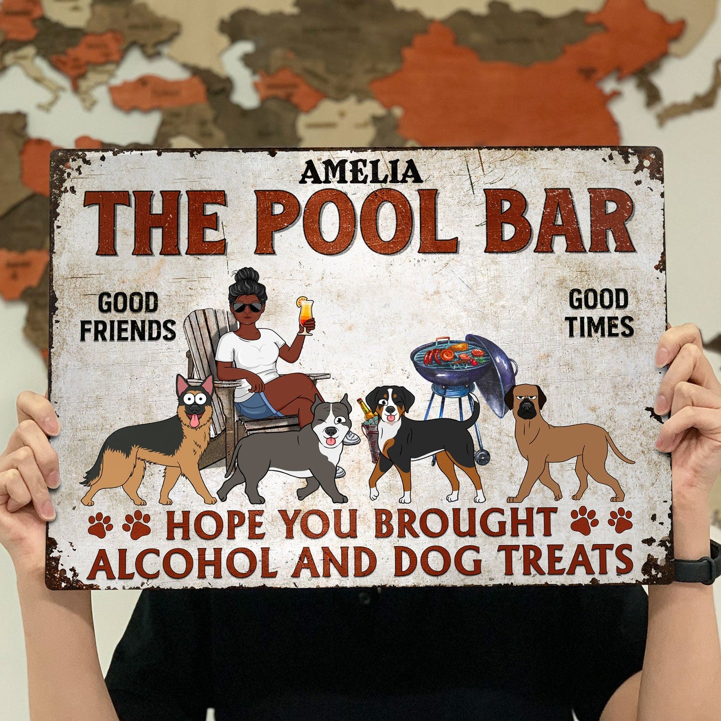 Hope You Brought Alcohol And Dog Treats Walking Dog - Backyard Sign, Gift For Couples, Dog Lovers - Personalized Classic Metal Signs