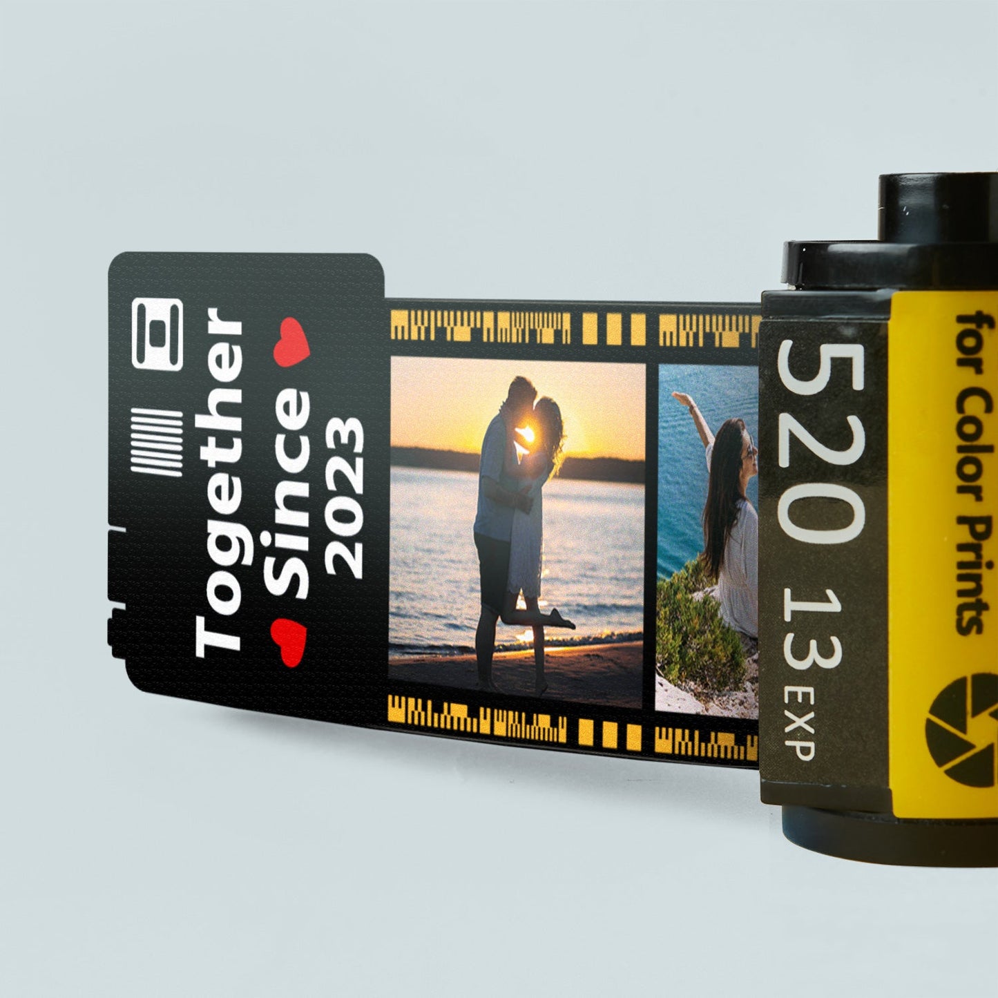 Custom Photo Together Since - Loving, Anniversary Gift For Couples, Husband, Wife - Personalized Film Roll Keychain