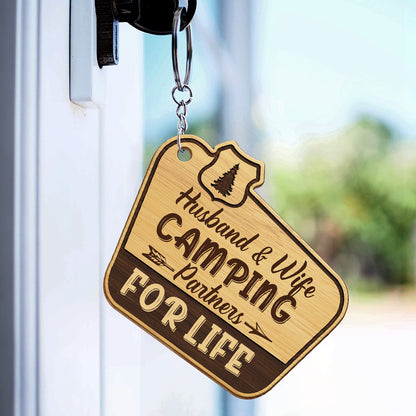 Keys To The Camper - Gift For Camping Lovers, Dog Lovers, Cat Lovers, Couples - Personalized Wooden Keychain