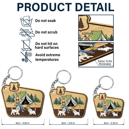 Keys To The Camper - Gift For Camping Lovers, Dog Lovers, Cat Lovers, Couples - Personalized Wooden Keychain