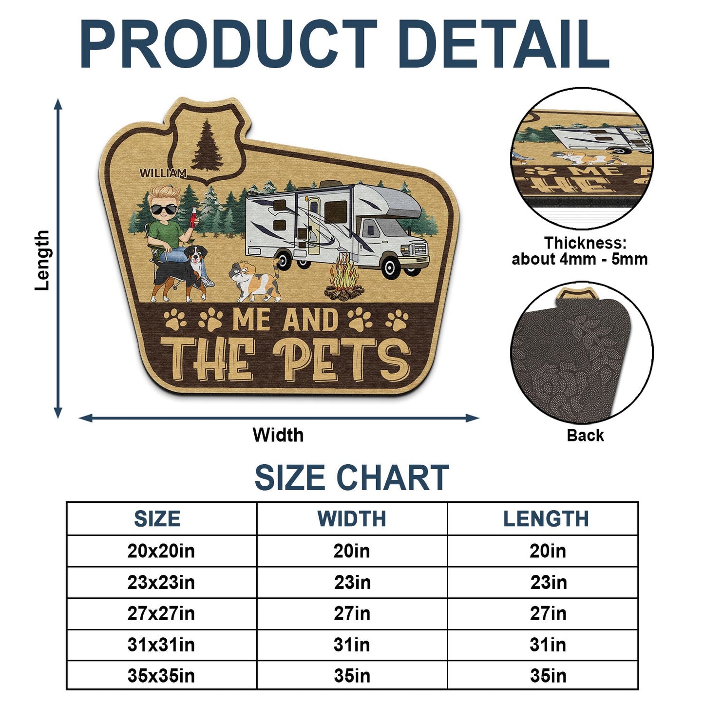 Welcome To Our Campsite - Gift For Camping Lovers, Dog Lovers, Cat Lovers, Couples - Personalized Custom Shaped Doormat