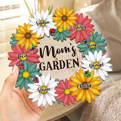 Grandma's Garden - Gift For Mom, Mother, Grandma, Nana - Personalized 2-Layered Wooden Plaque With Stand