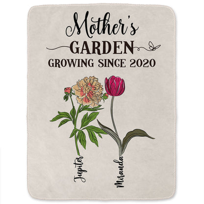 Grandma's Garden Growing Since - Gift For Mom, Mother, Grandma, Nana - Personalized Fleece Blanket, Sherpa Blanket