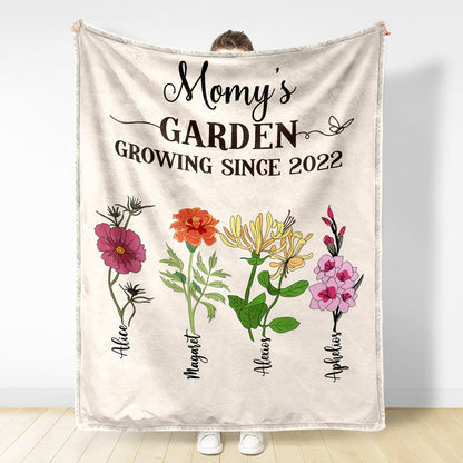 Grandma's Garden Growing Since - Gift For Mom, Mother, Grandma, Nana - Personalized Fleece Blanket, Sherpa Blanket