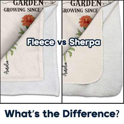 Grandma's Garden Growing Since - Gift For Mom, Mother, Grandma, Nana - Personalized Fleece Blanket, Sherpa Blanket