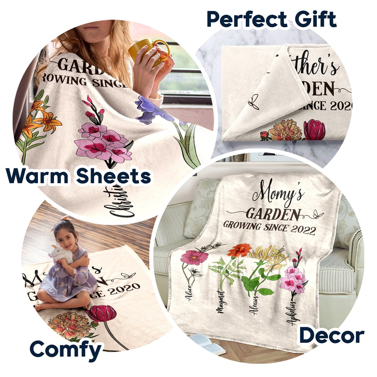 Grandma's Garden Growing Since - Gift For Mom, Mother, Grandma, Nana - Personalized Fleece Blanket, Sherpa Blanket