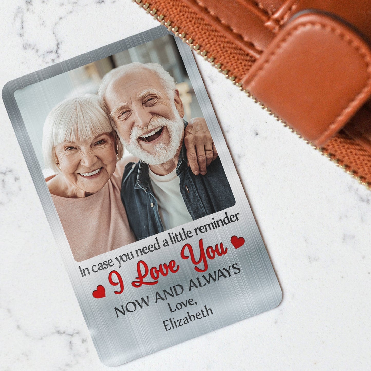 Custom Photo In Case You Need A Little Reminder Vertical - Gift For Couples, Husband, Wife - Personalized Aluminum Wallet Card