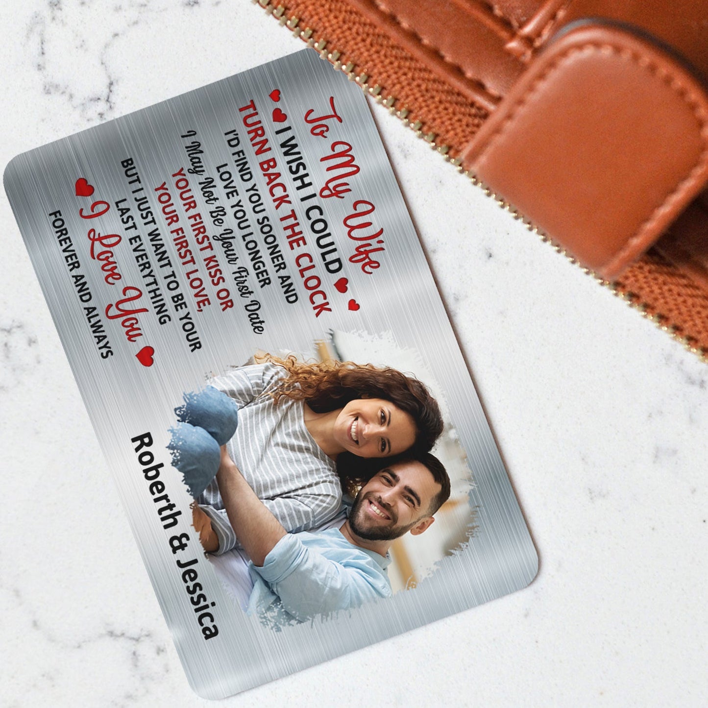 Custom Photo I Wish I Could Turn Back The Clock - Gift For Couples, Husband, Wife - Personalized Aluminum Wallet Card