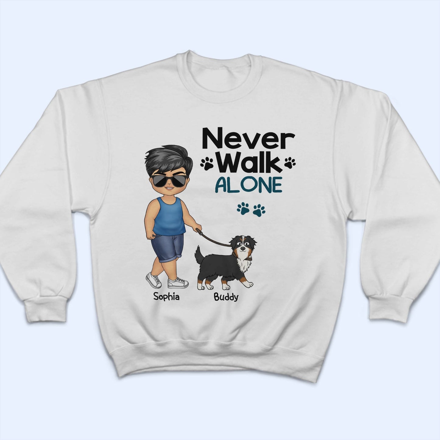 Never Walk Alone Walking Dog - Gift For Dog Lovers, Dog Mom, Dog Dad - Personalized T Shirt