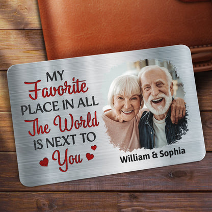 Custom Photo My Favourite Place In All The World - Gift For Couples, Husband, Wife - Personalized Aluminum Wallet Card