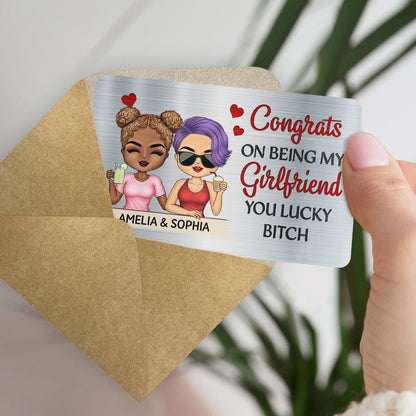 Congrats On Being My Husband Chibi - Anniversary, Vacation, Funny Gift For Couples, Family - Personalized Aluminum Wallet Card