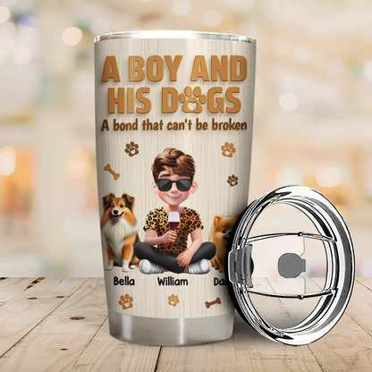 A Man And His Dog Wooden 3D Effect - Personalized Tumbler