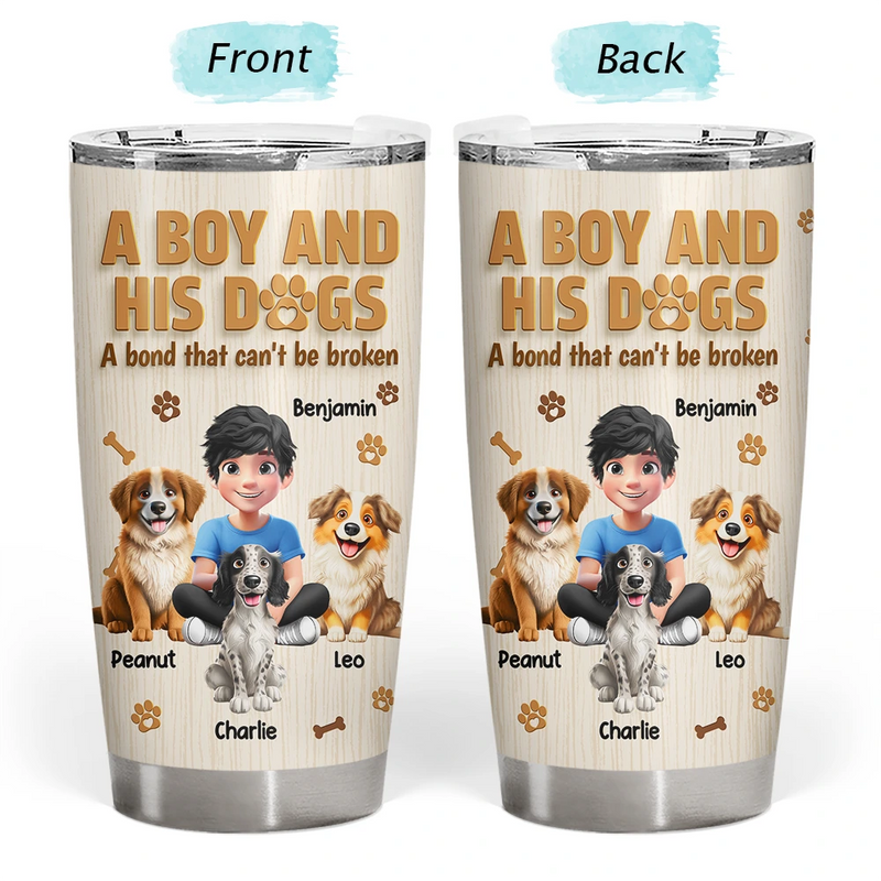 A Man And His Dog Wooden 3D Effect - Personalized Tumbler