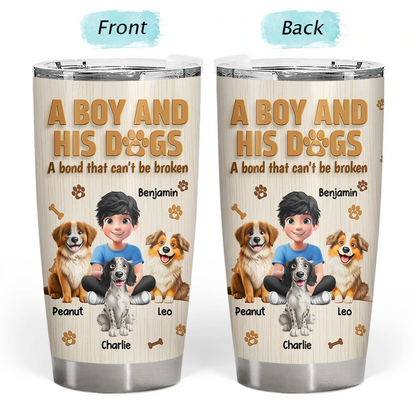 A Man And His Dog Wooden 3D Effect - Personalized Tumbler