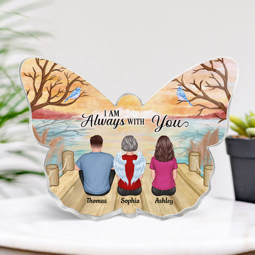 Always With You Memorial Keepsake Lake View Personalized Butterfly Shape Acrylic Plaque