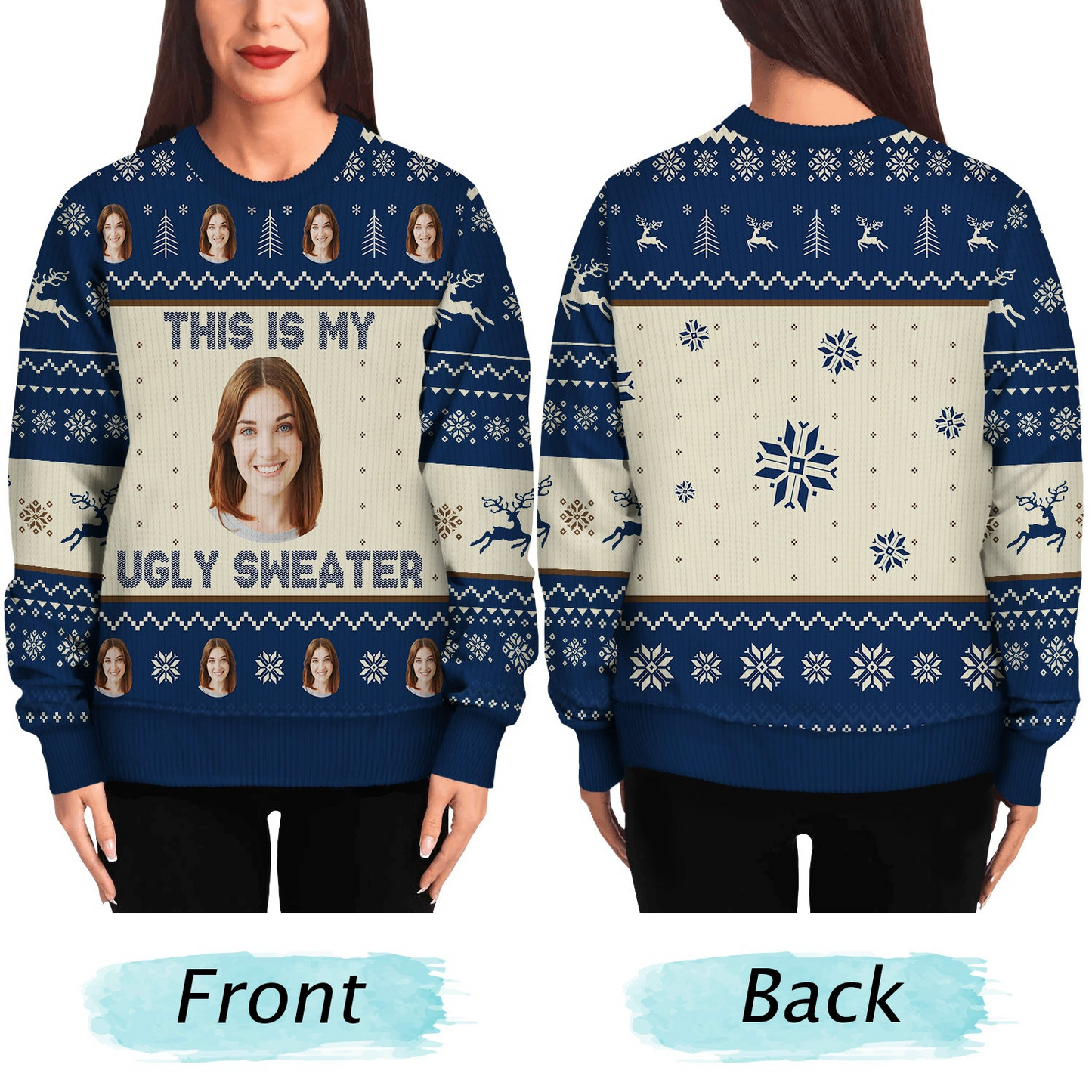 Custom Photo This Is My Ugly Sweater - Christmas, Gift For Yourself - Personalized Unisex Ugly Sweater