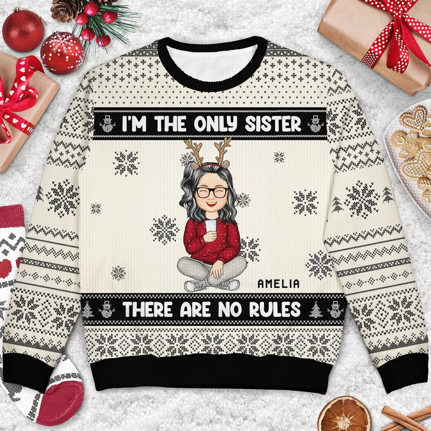 Christmas Siblings I Make The Rules - Gift For Siblings - Personalized Unisex Ugly Sweater