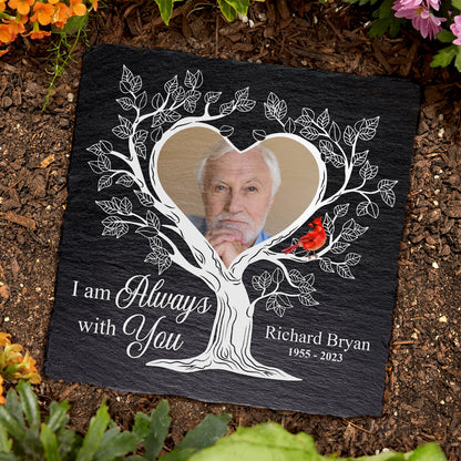 Custom Photo Forever In Our Hearts - Memorial Gift For Family - Personalized Rectangle Memorial Garden Stone