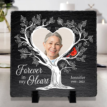 Custom Photo Forever In Our Hearts - Memorial Gift For Family - Personalized Rectangle Memorial Garden Stone