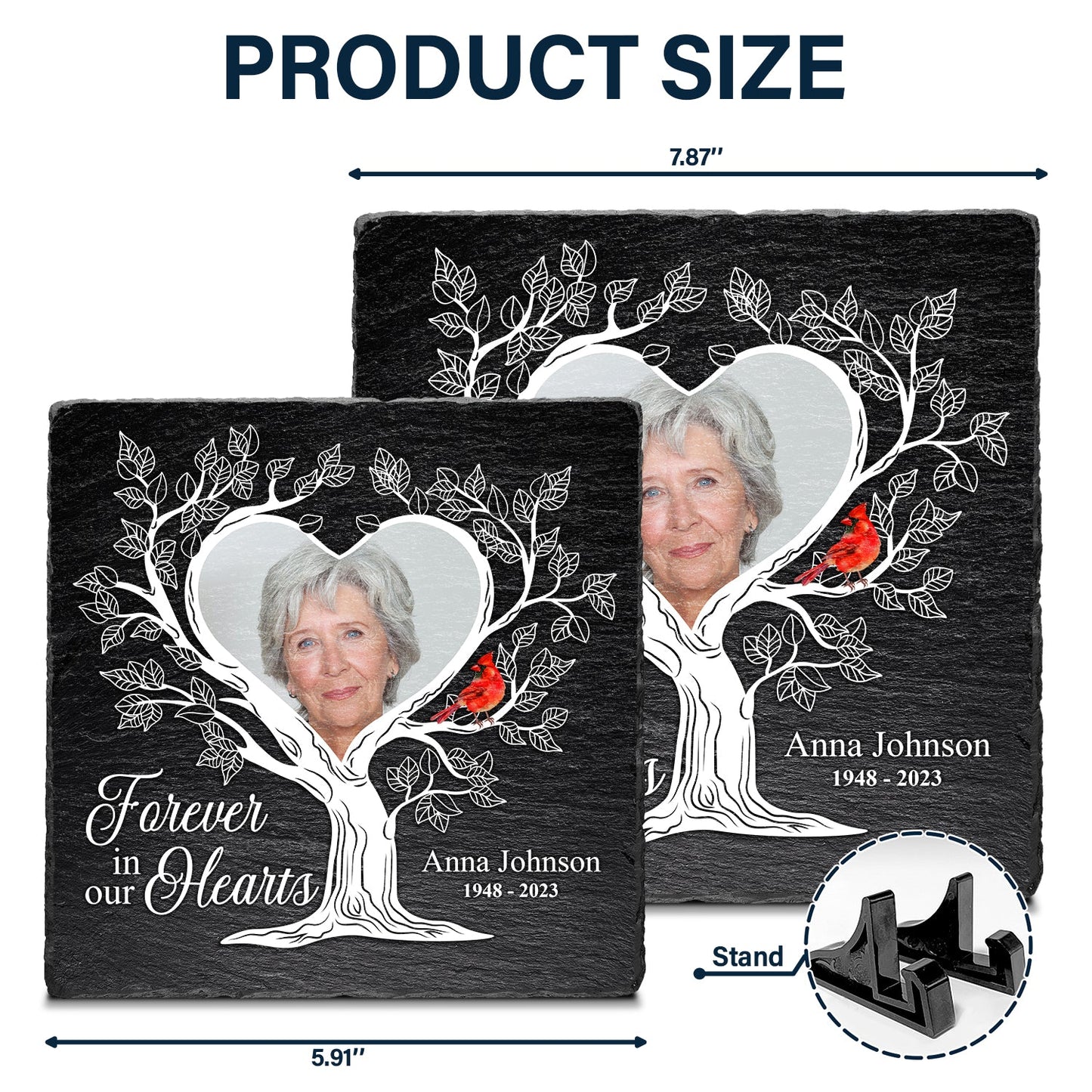 Custom Photo Forever In Our Hearts - Memorial Gift For Family - Personalized Rectangle Memorial Garden Stone