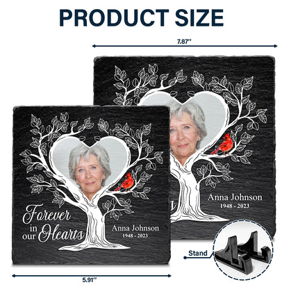 Custom Photo Forever In Our Hearts - Memorial Gift For Family - Personalized Rectangle Memorial Garden Stone