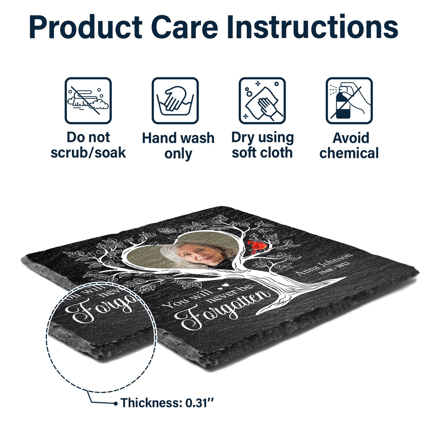 Custom Photo Forever In Our Hearts - Memorial Gift For Family - Personalized Rectangle Memorial Garden Stone