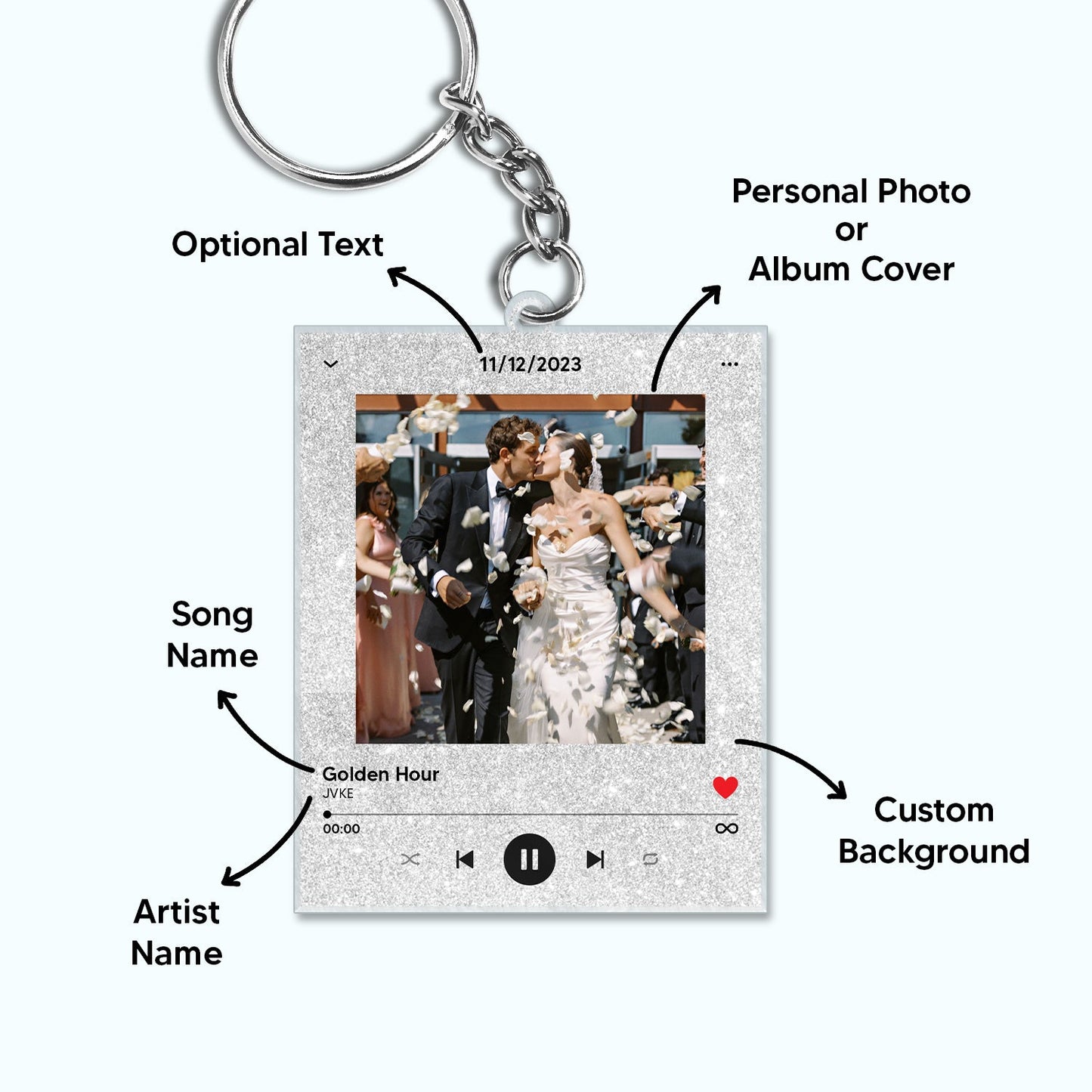 Custom Photo Song Keychain - Gift For Couples, Besties, Family - Personalized Acrylic Keychain