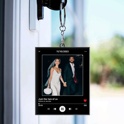 Custom Photo Song Keychain - Gift For Couples, Besties, Family - Personalized Acrylic Keychain