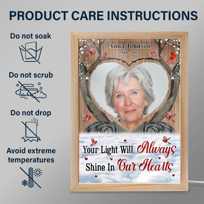 Custom Photo Your Light Will Always Shine - Memorial Gift - Personalized Picture Frame Light Box