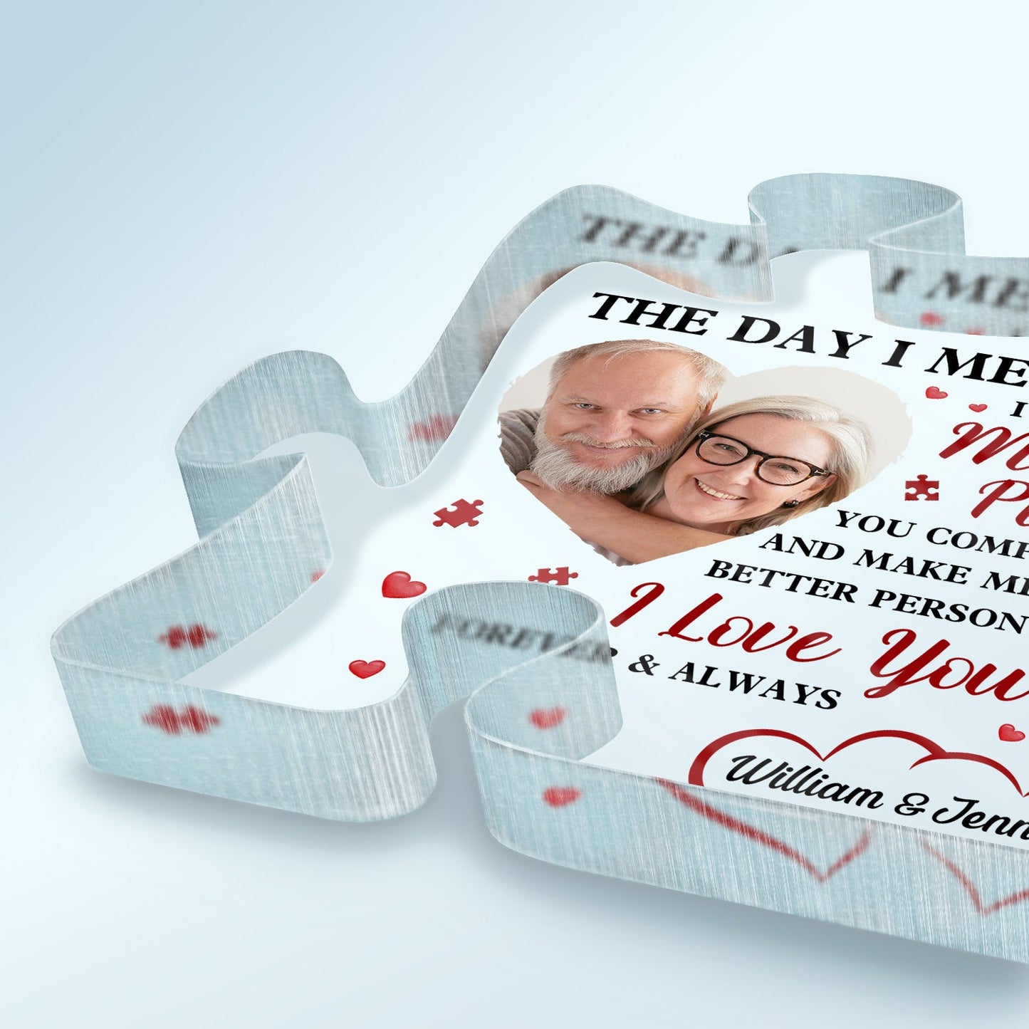 Custom Photo The Day I Met You - Gift For Couples - Personalized Puzzle Shaped Acrylic Plaque