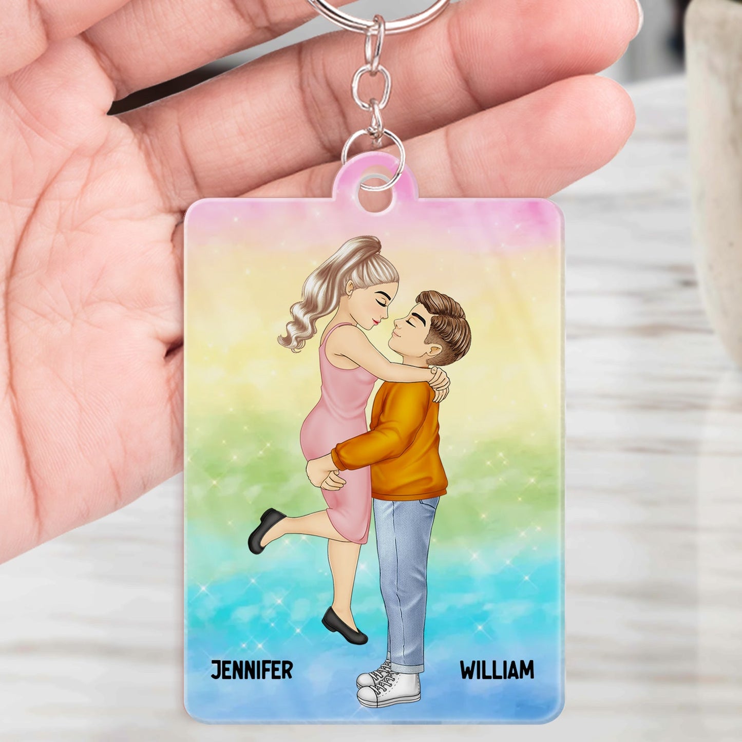 Cartoon Couple Kissing I'm Yours No Returns Or Refund - Gift For Couples - Personalized Acrylic Keychain