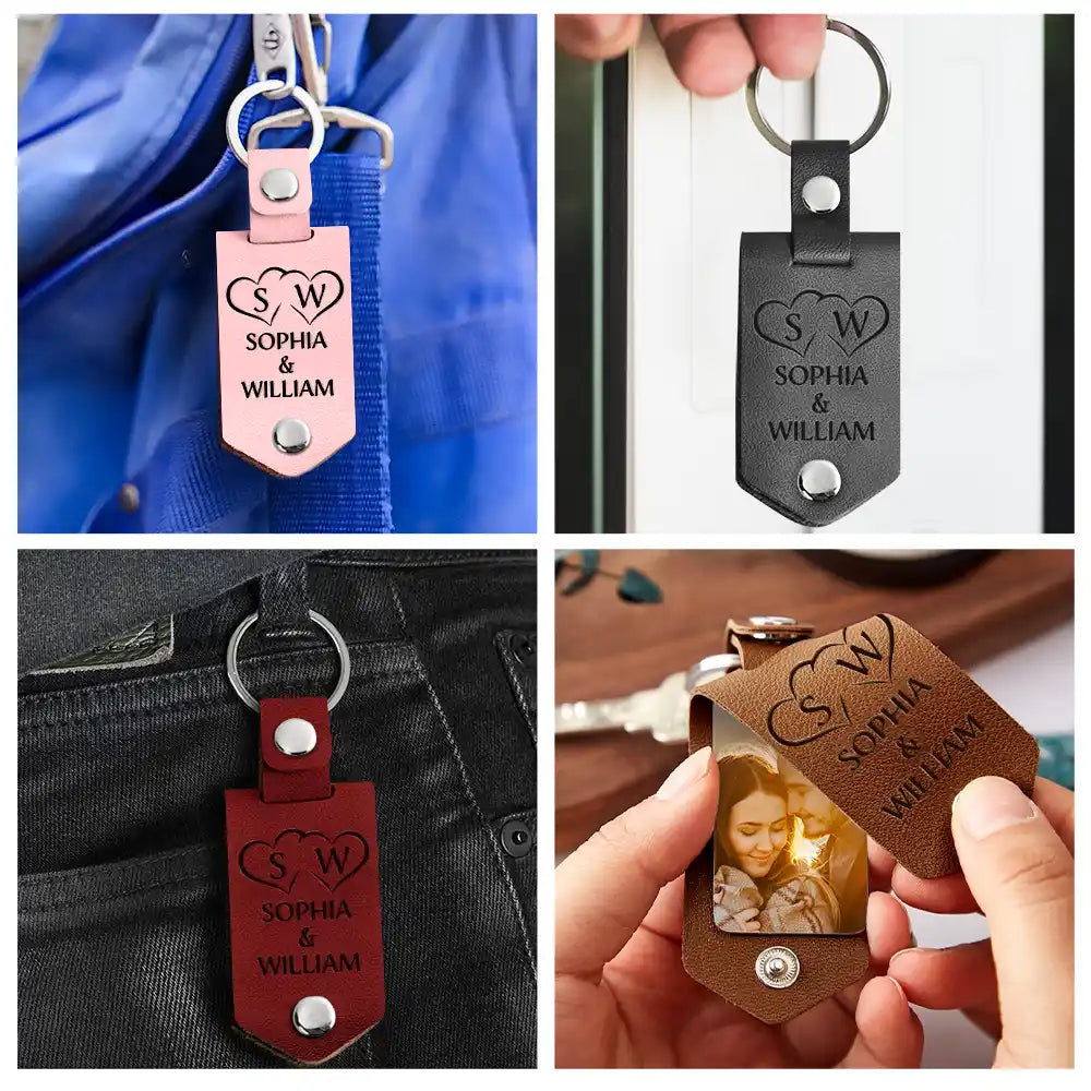 Custom Photo You Are My Missing Piece - Gift For Couples - Personalized Leather Photo Keychain
