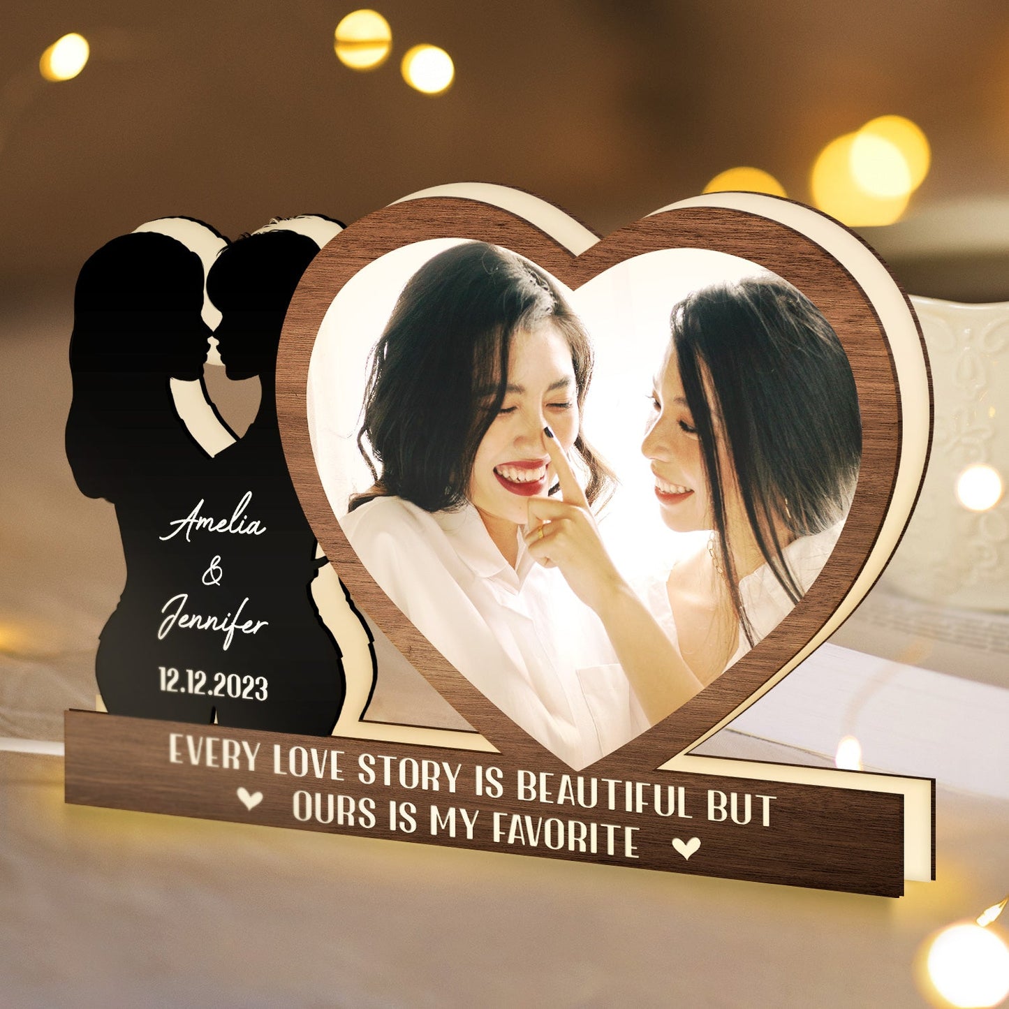 Custom Photo Forever And Always - Gift For Couples - Personalized Custom Shaped Photo Light Box