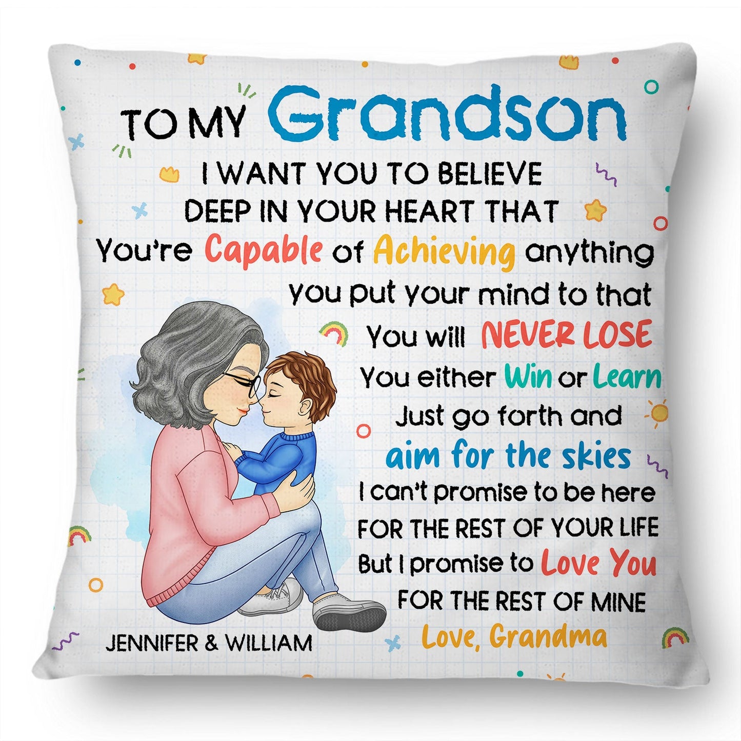 Grandma Mother You're Capable Of Achieving Anything - Gift For Granddaughter, Grandson, Kids - Personalized Pillow