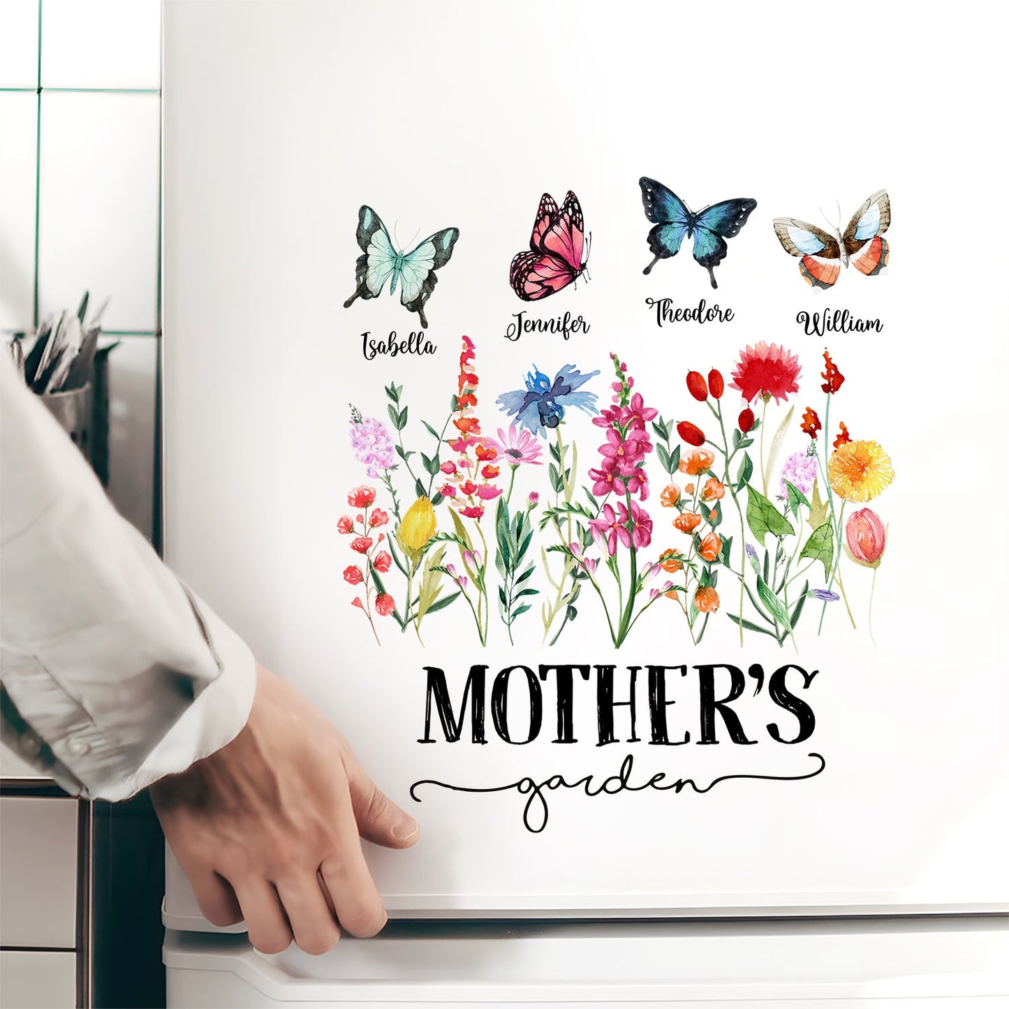 Mom's Grandma's Garden Butterflies - Gift For Mother, Nana, Grandmother - Personalized Decor Decal