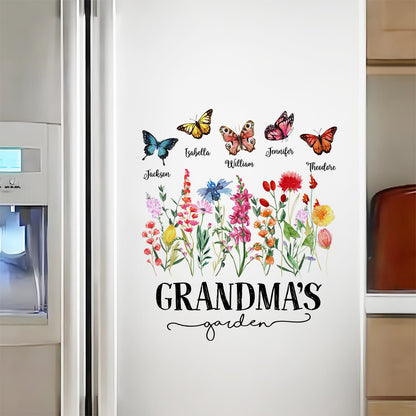 Mom's Grandma's Garden Butterflies - Gift For Mother, Nana, Grandmother - Personalized Decor Decal
