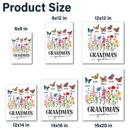 Mom's Grandma's Garden Butterflies - Gift For Mother, Nana, Grandmother - Personalized Decor Decal