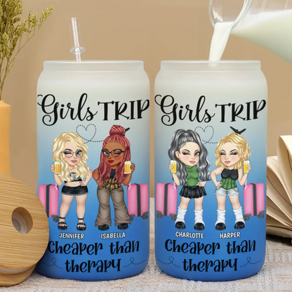 Girls Trip Y2K - Personalized Ombre Frosted Glass Can