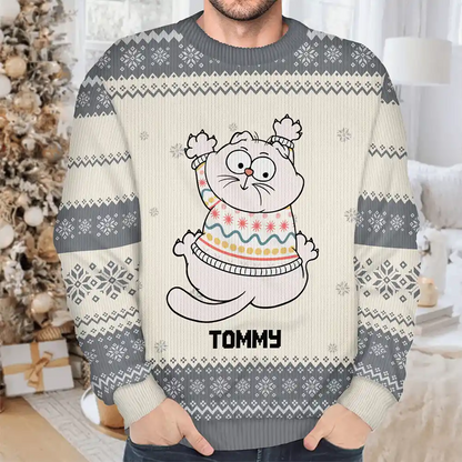 Scratching Wall Cats - Personalized Unisex Ugly Sweater