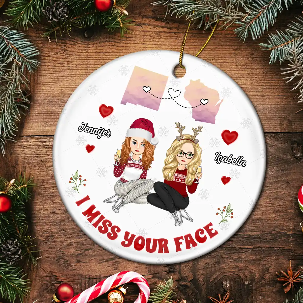 I Miss Your Face - Personalized Circle Acrylic Ornament