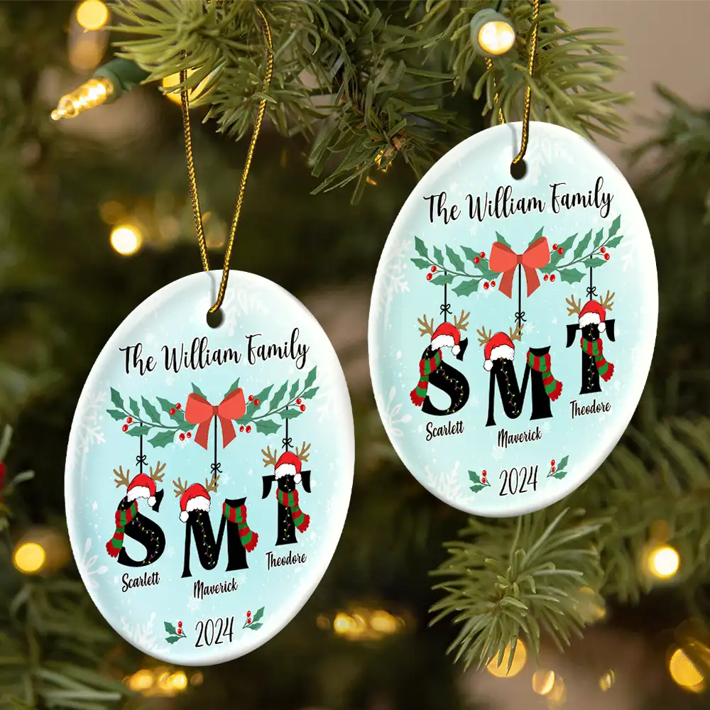 Family First Letter Name Monogram - Personalized Circle Acrylic Ornament