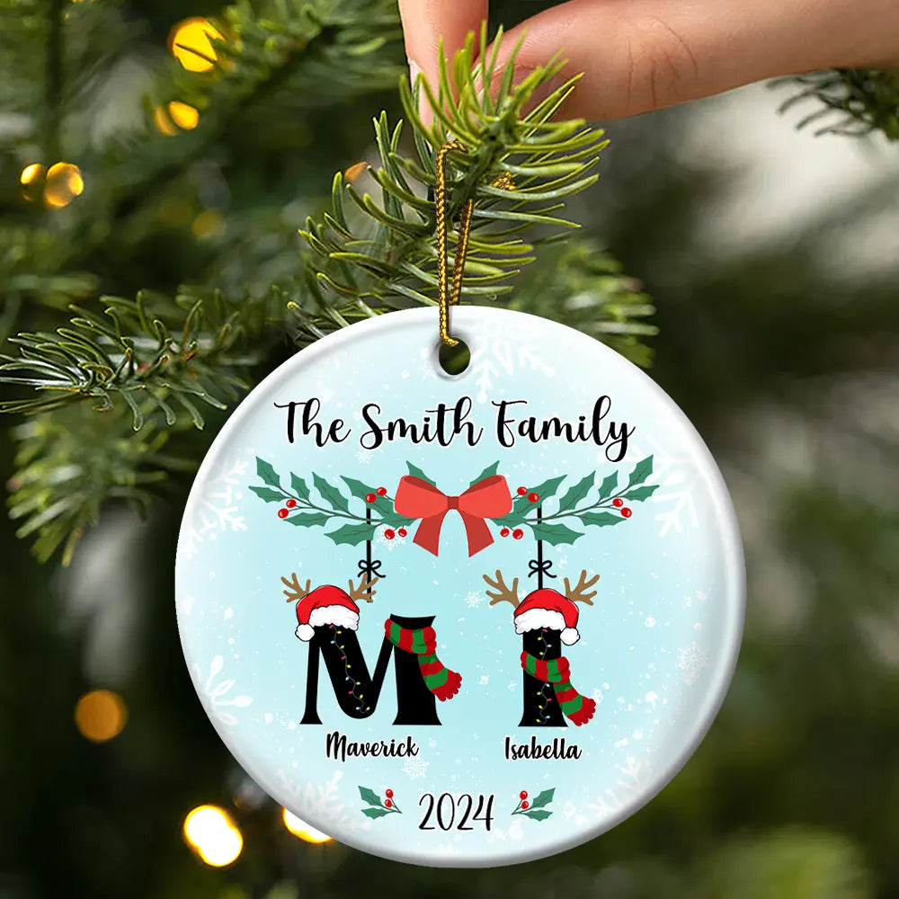 Family First Letter Name Monogram - Personalized Circle Acrylic Ornament